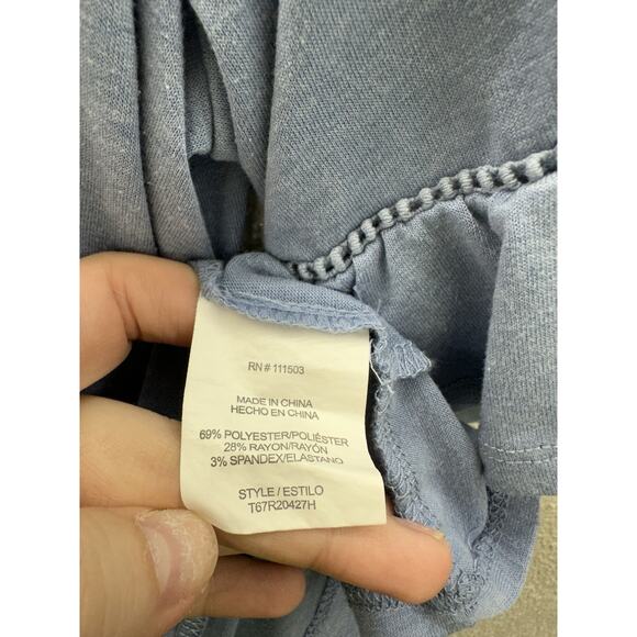 Luxology Womens Shirt Size Medium Blue Half Sleeve Ruffle - Picture 5 of 11